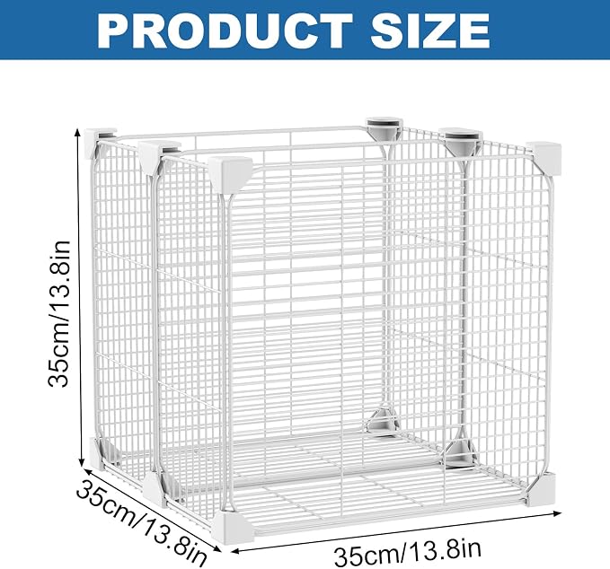 Deep Freezer Organizer Bin 13.8"x13.8"x13.8", Vertical Sides Wire Freezer - Image 2