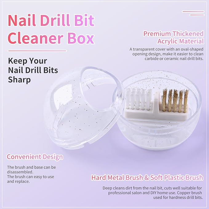 Nail Drill Bits Cleaner Brush Case Accessories, Nail Art Cleaner Tool Case - Image 2