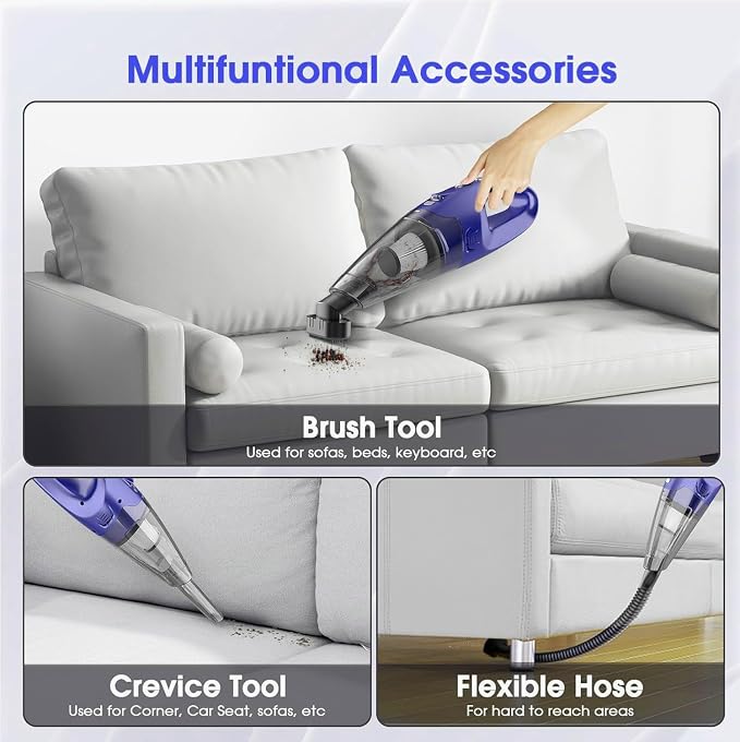 Handheld Vacuum Cordless Rechargeable – 6000Pa Mini Hand Held Vacuum, LED Light - Image 2