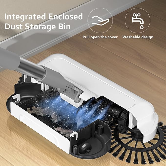 Push Sweeper Floor Sweeper, 2-in-1 360° Rotating Hand Push Sweeper, High - Image 8