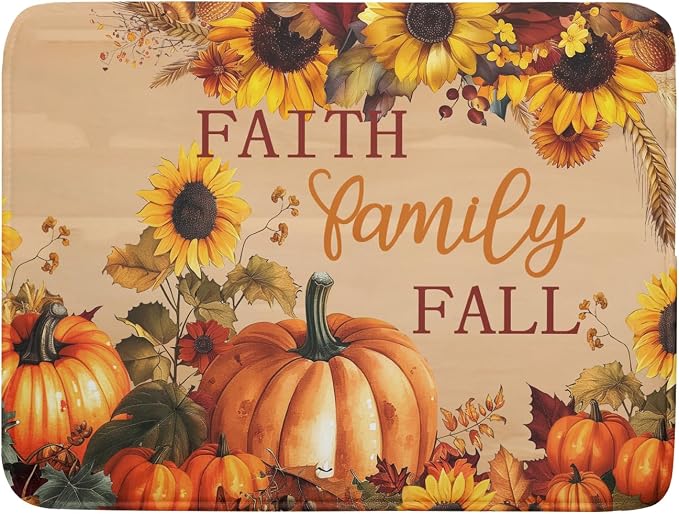 Faith FamilyFall Dish Drying Mat 16X18 Inch Thanksgiving Mats by Kawani