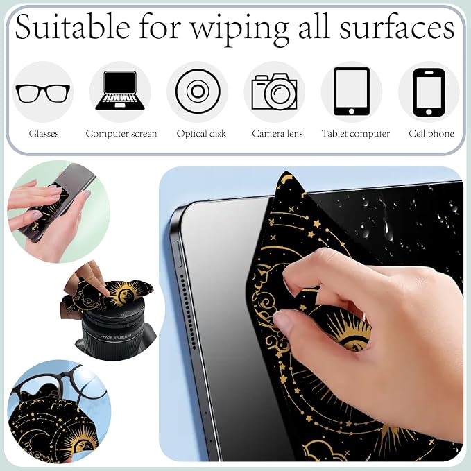 CREATCABIN 6 Packs Thickened Glasses Cleaning Cloth Elegant Flower Design - Image 5