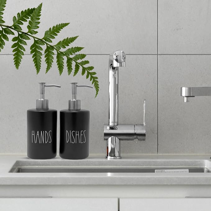 Modern Farmhouse Ceramic Dishes and Hands Soap Dispenser Set - Image 5