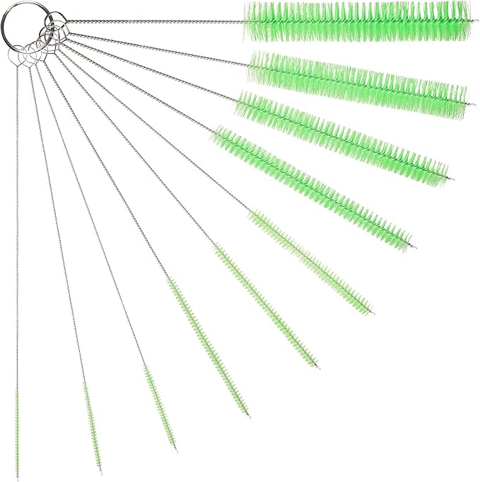 10" Tube Cleaning Brush Set, 10 Pack, Extra Long Nylon Straw Brushes by TheScoopie