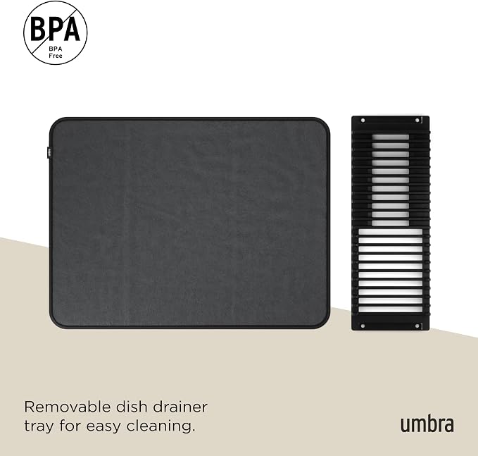 Umbra Udry Dish Rack and Microfiber Drying Mat – Space-Saving Design Folds Up - Image 6