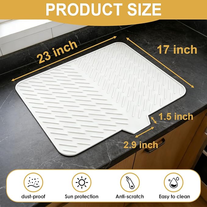 Silicone Dish Drying Mat 23x17 Multiple Usage, Easy clean, Eco-friendly - Image 2