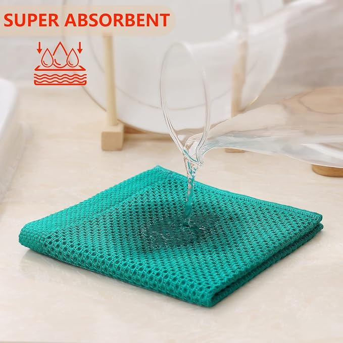 Kitinjoy 100% Cotton Kitchen Dish Cloths, 12 Pack Waffle Weave Ultra Soft - Image 3
