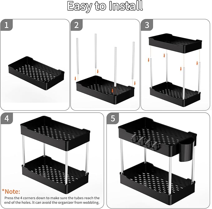 3 Pack Under Sink Organizers and Storage, 2 Tier Bathroom Cabinet Organizer - Image 7