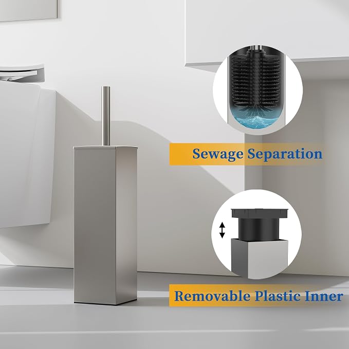 RUACQ Toilet Brush and Holder Set, Square Toilet Bowl Brush - Image 5