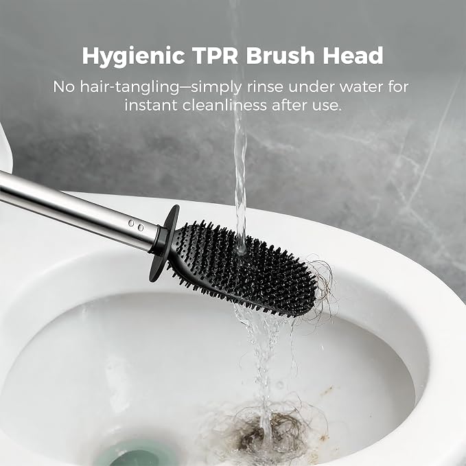 Silicone Toilet Brush Holder Set, TPR Toilet Bowl Brush - Image 4