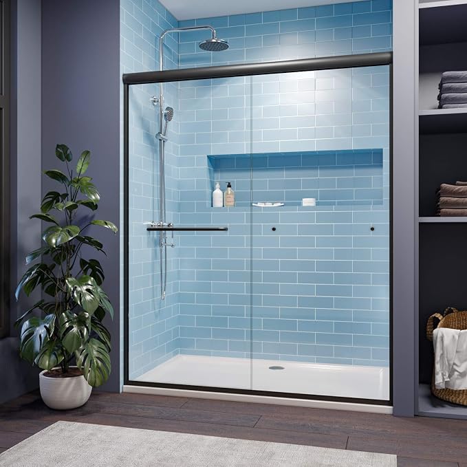 SUNNY SHOWER 54 x 72 Bypass Sliding Shower Door 1/4 Clear Glass Semi-Frameless by SUNNYSHOWER