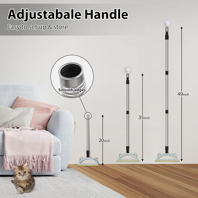 Carpet Rake for Pet Hair Removal, 49” Adjustable Long Handle Pet Hair Removal - Image 4