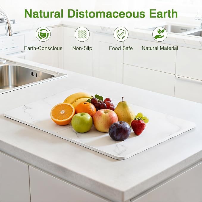 Luxspire Dish Drying Mat for Kitchen Counter 24"x16", Fast-Absorbing Stone - Image 6