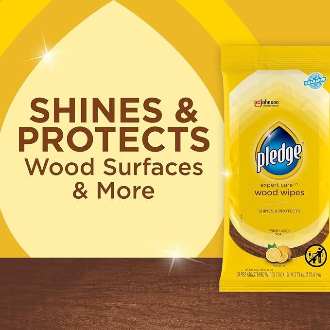 Pledge Expert Care Enhancing Wood Wipes, Lemon Scent - Image 2