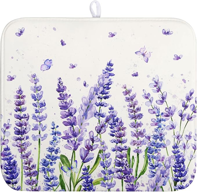 Purple Lavender Dish Drying Mat by Wnoesat