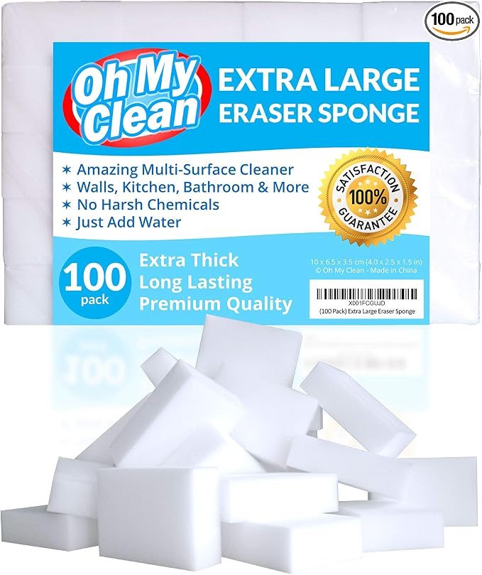 Extra Large Eraser Sponge – Extra Thick, Long Lasting Magic Melamine Cleaning by Oh+My+Clean