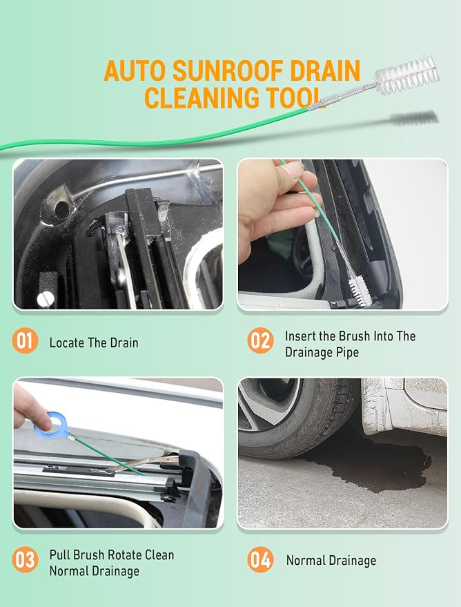 Auto Sunroof Cleaning Tool, 78 Inch Long Flexible Pipe Brush, Tube Cleaner Brush - Image 5