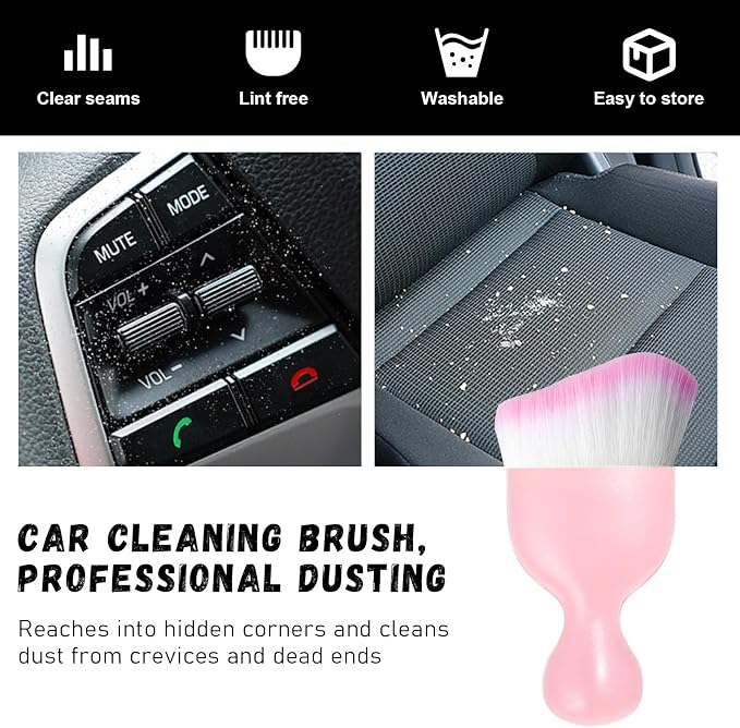 Ziciner Car Detailing Brush, Curved Soft Bristles Auto Removal Dust Collectors - Image 6