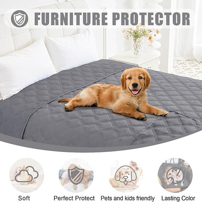 Smiry Waterproof Dog Bed Cover Blanket 68x82, Soft Reversible Pet Blanket, Washable Leakproof Cats Dogs Couch Cover for Sofa, Couch, Furniture, Lattice, Grey/Grey