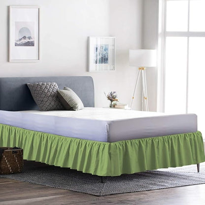 Bed Skirt - Ruffled Bed Skirt (Queen, Sage) 12 Inch Drop Dust Ruffle with Platform, 100% Cotton 800 Thread Count Fabric - Dust Ruffle Bedskirt for Easy Fitting and Easy Care