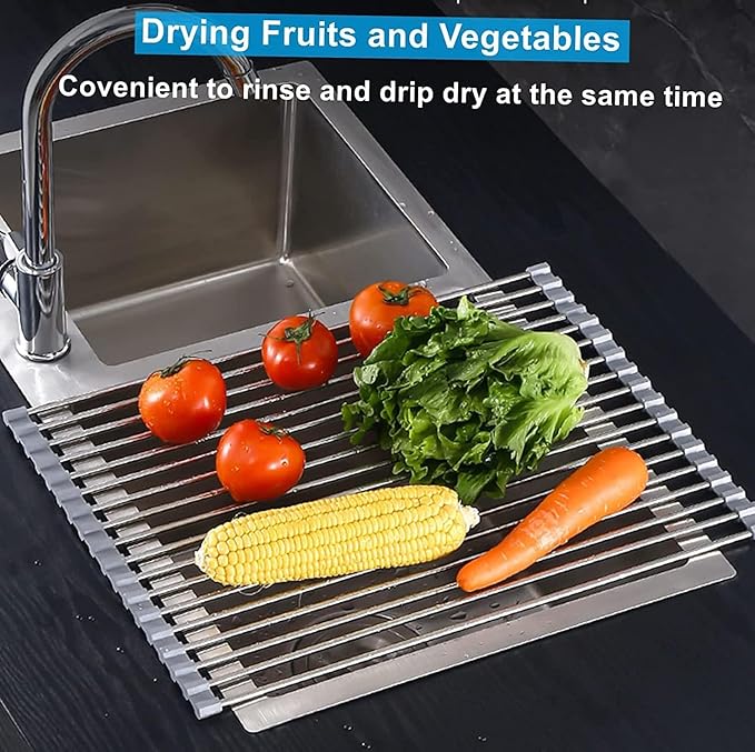 Seropy Extra Large 20.5"x13.7" Roll Up Dish Drying Rack Over The Sink Dish - Image 4
