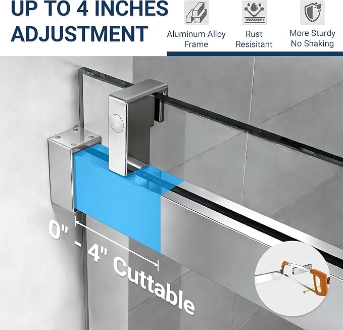 Abruzzo 76" Frameless Shower Door Single Sliding - Image 4