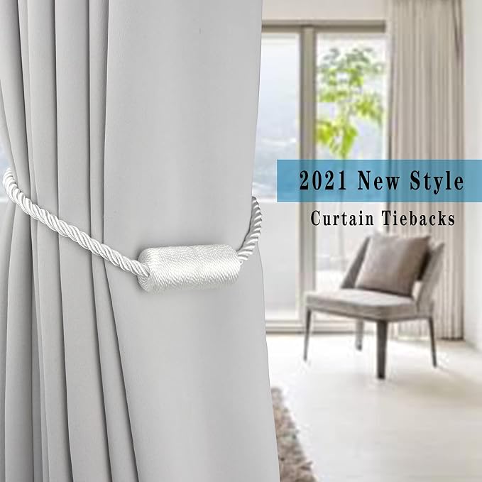 6 Pack White Strong Magnetic Curtain Tiebacks Outdoor Elegant Decorative Tie - Image 6