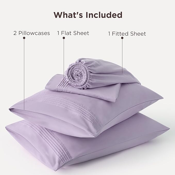 Bedsure Deep Pocket King Sheet Set - Fits Mattresses Up to 21 Inches Thick - 4 Piece GentleSoft Bed Sheets, Moisture Wicking, Soft & Cooling Bedsheet & Pillowcases, Easy & Secure Fit, Light Purple