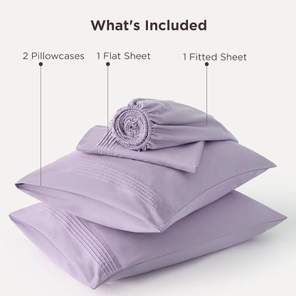 Bedsure Deep Pocket King Sheet Set - Fits Mattresses Up to 21 Inches Thick - 4 Piece GentleSoft Bed Sheets, Moisture Wicking, Soft & Cooling Bedsheet & Pillowcases, Easy & Secure Fit, Light Purple
