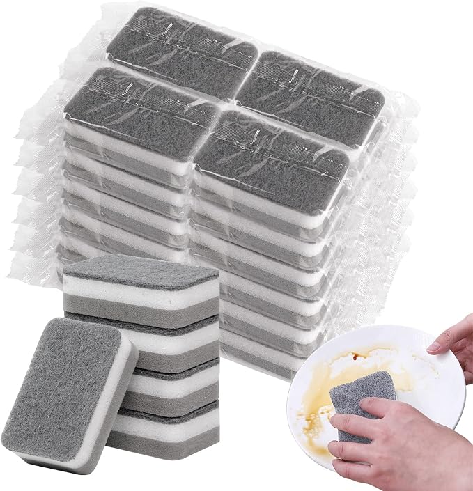 Sponge Individually Wrapped, Kitchen Dishwashing Sponge, Odor-Free Scouring Pad by KRIZJUES