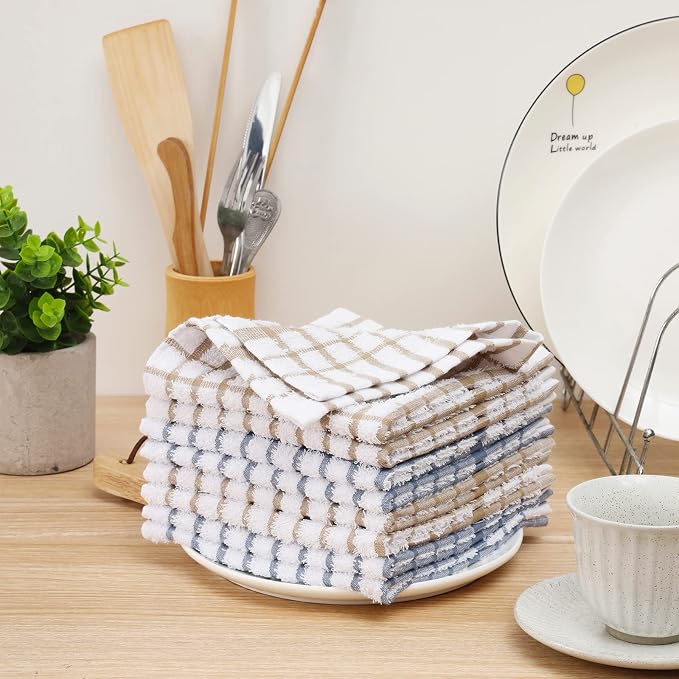 Egles 6 Packs Kitchen Dishcloths 100% Cotton Grid Terry Dish Cloths 12.5" x - Image 8