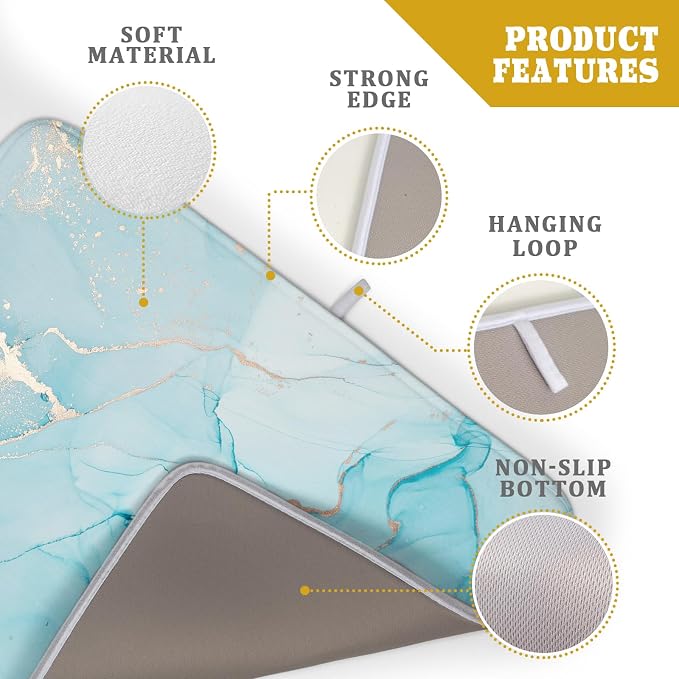 Teal Blue Marble Dish Drying Mat - Image 4