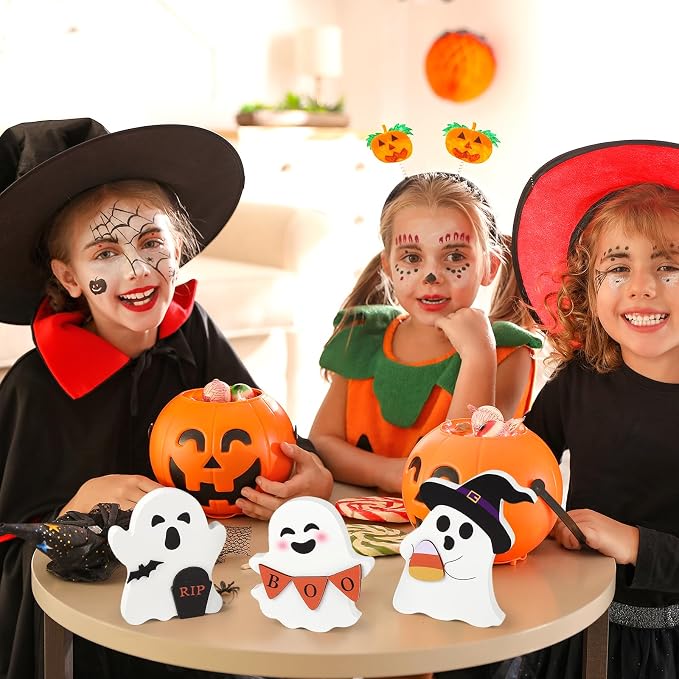 COCHIE Cute Ghost Halloween Decorations Indoor, Wooden Tiered Tray Decor Table - Image 7