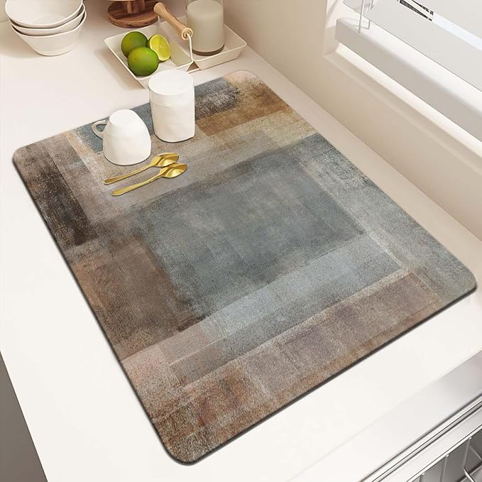 MCALK Brown Dish Drying Mat for Kitchen Counter, Dark Brown Dish Drying Pad by MCALK