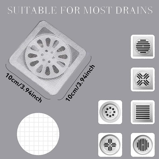 25 Packs - Disposable Shower Drain Hair Catcher 3.94 Inches Square Drain Hair - Image 2