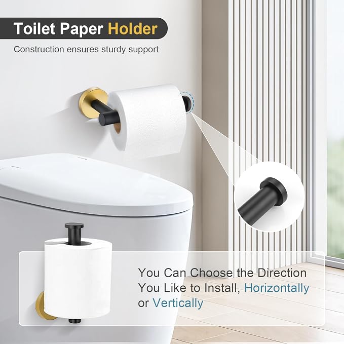 TQKAG Black and Gold Bathroom Hardware Set 6-Piece Bathroom Accessory Set 23.6 - Image 5
