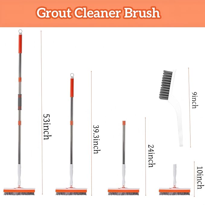 53''Grout Cleaning Brush with Long Handle, Grout Cleaner Brush - Image 2