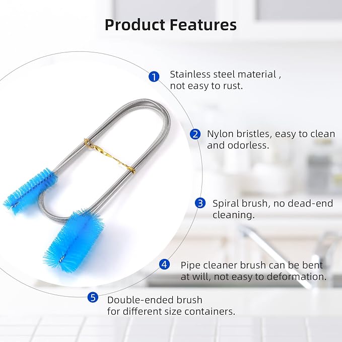 Annhua 39" Pipe Brushes Tube Cleaning Brush Flexible, Feeding Tube Brush Hose - Image 3