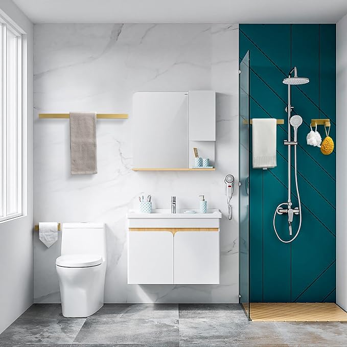 TNOMS 4-Piece Modern Gold Bathroom Hardware Accessories Set - Image 7