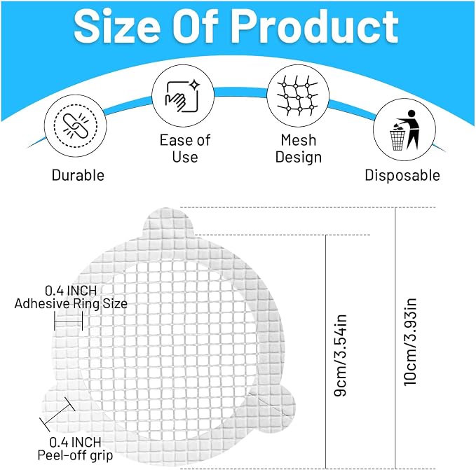 50 PCS Disposable Shower Drain Hair Catcher 3.54 Inches Round Drain Hair - Image 2