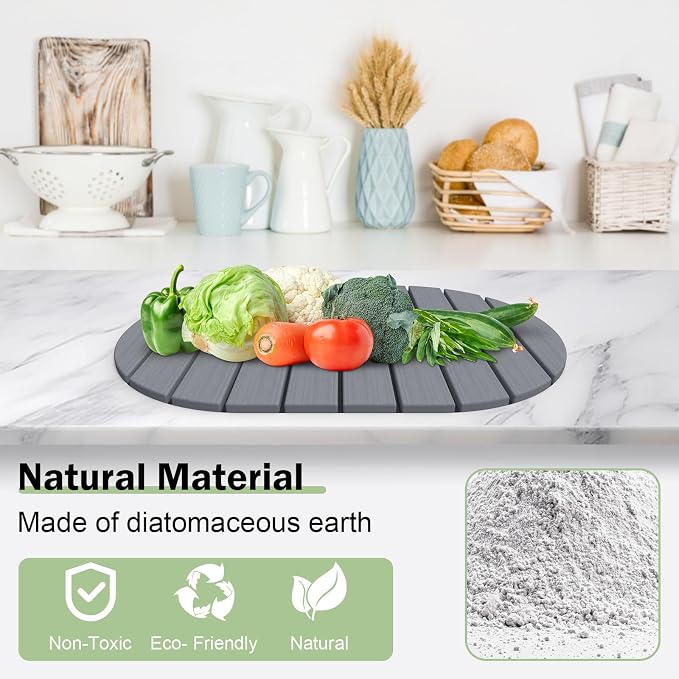Stone Dish Drying Mat for Kitchen Counter, Versatile Stone Drying Mats for Cups - Image 3