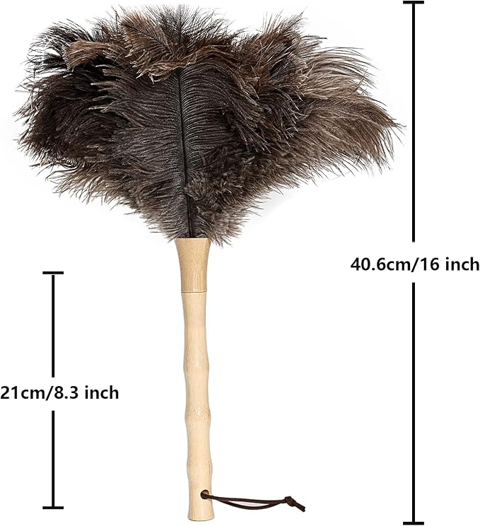 Ostrich Feather Duster 16 inch Feather Duster Fluffy Natural Genuine Ostrich - Image 2