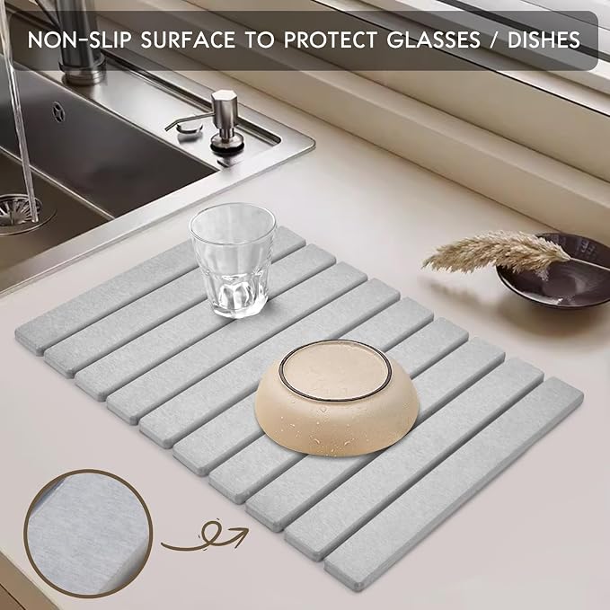 Large Stone Dish Drying Mats for Kitchen Counter, Eco-Friendly Absorbent - Image 6