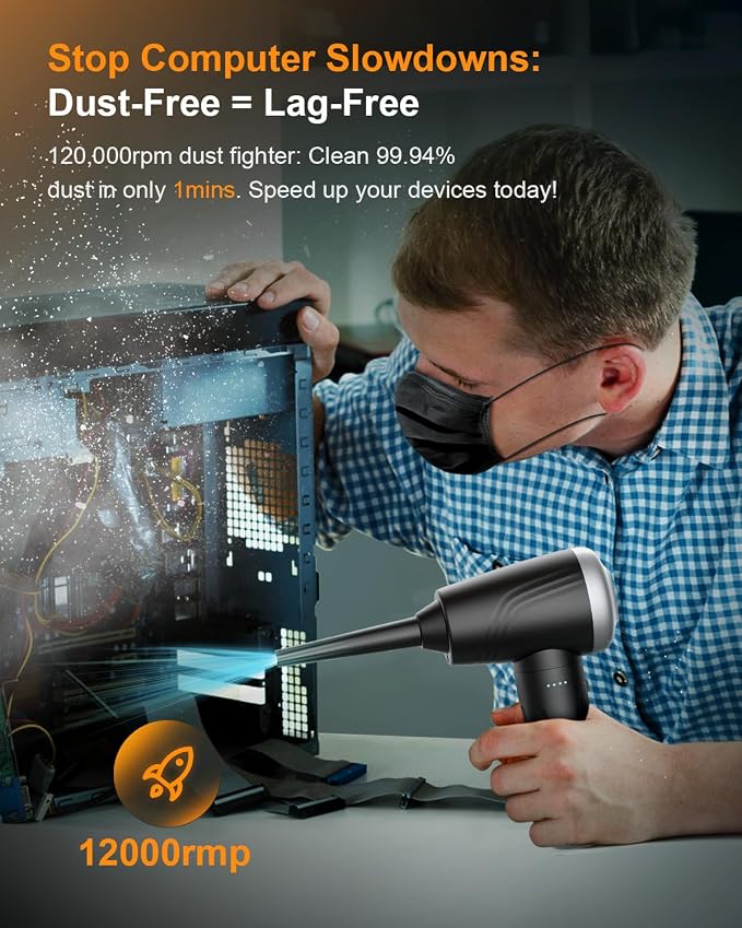 Compressed Air Duster, BANKKY 11-in-1 Cordless Keyboard Cleaner - Image 2