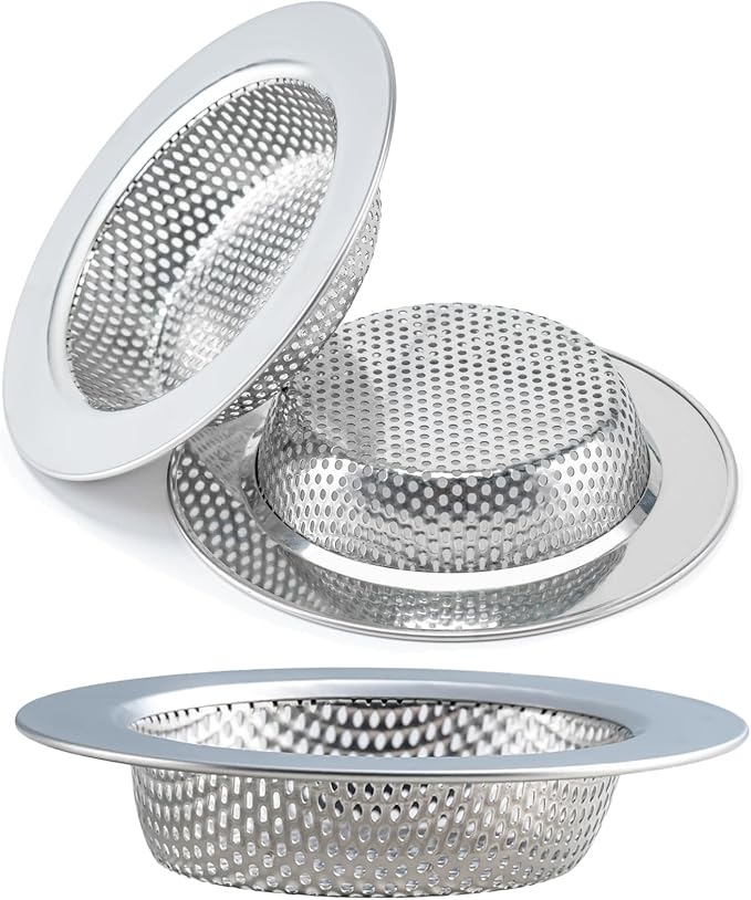 3 Pcs Sink Strainer for Most Kitchen Sink Drain Basket, Upgraded Double-Layer by Honmein