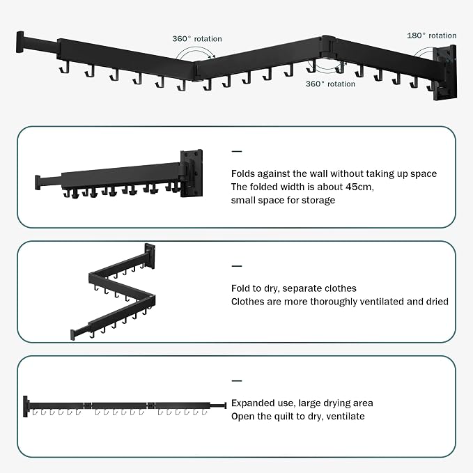 Clothes Drying Rack Wall Mounted, Drying Rack Clothing, Laundry Drying Rack - Image 3
