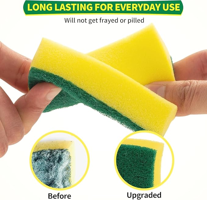 HOMERHYME Heavy Duty Sponges 60 Pack, Double-Side Scratch-Free Dish Sponges - Image 2