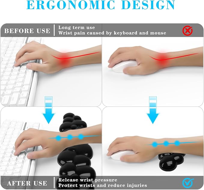 Gel Cloud Keyboard and Mouse Wrist Rest, Cute Wrist Support and Arm Support - Image 2