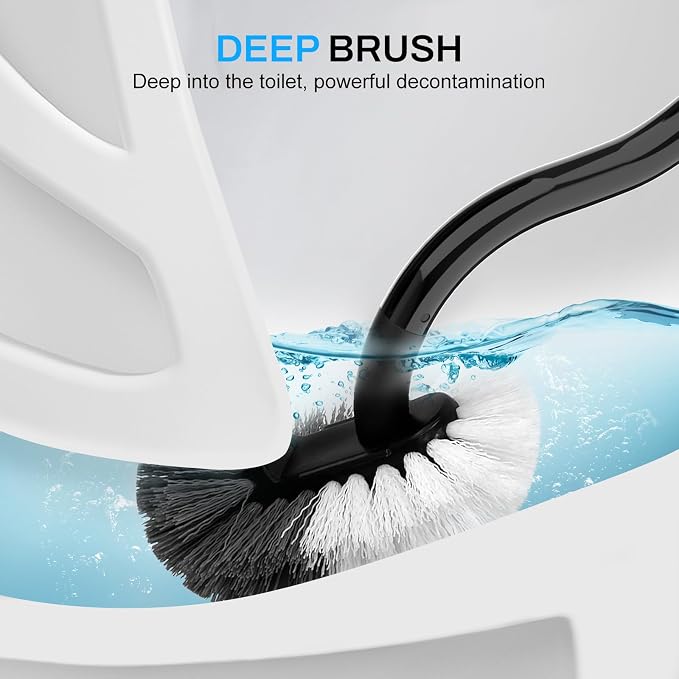 SetSail Toilet Brush and Holder Set, Compact Size Curved Toilet Bowl Brush - Image 3