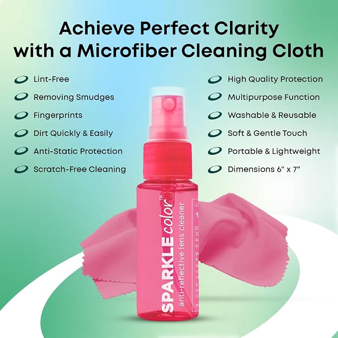Sparkle Anti-Reflective Safe Lens Cleaner Spray Kit - 1oz Glasses Cleaner - Image 4